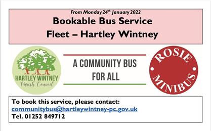  - Temporary Bookable Bus Service Fleet – Hartley Wintney